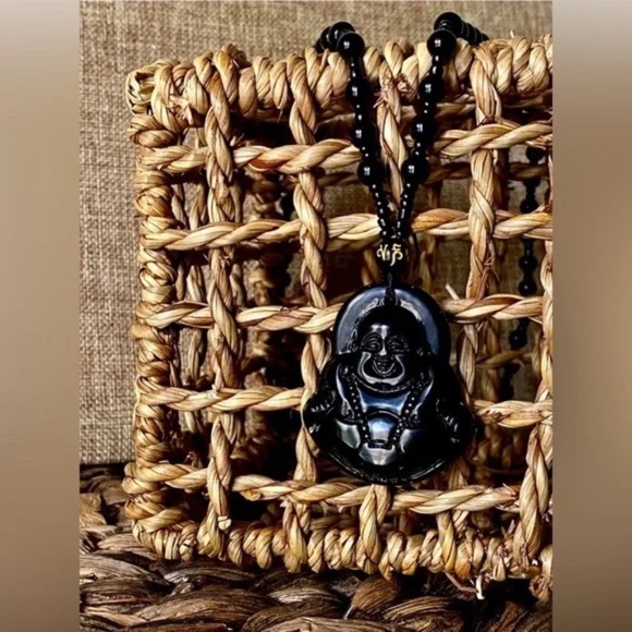 Obsidian Stone Buddha Beads Chain Necklace Jade Buddhism - Picture 5 of 5